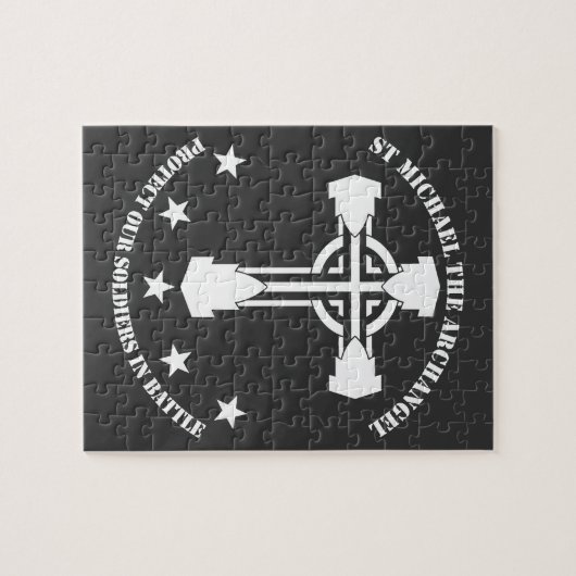St Michael der Erzengel - weiße Schablone Puzzle (Horizontal)