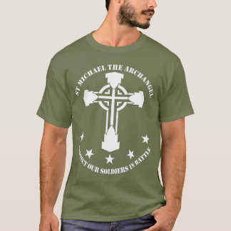 St Michael der Erzengel - weiße Schablone T-Shirt