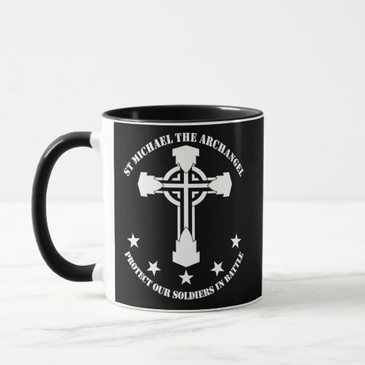 St Michael der Erzengel - weiße Schablone Tasse (Links)