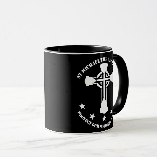 St Michael der Erzengel - weiße Schablone Tasse (VorderseiteRechts)