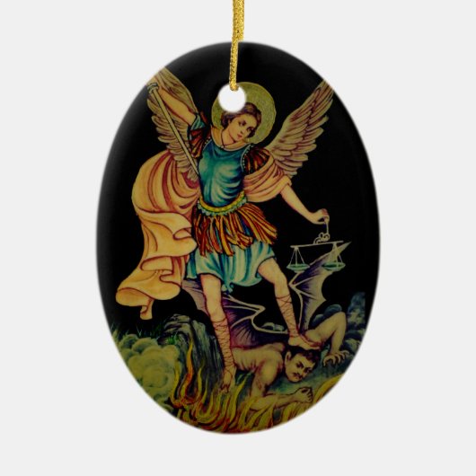 St Michael die Erzengel-hängende Verzierung Keramik Ornament (Vorne)