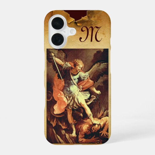 St. Michael die Erzengel Monogram iPhone 16 Hülle (Rückseite)