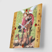 ST. MICHAEL , DRAGON AND JUSTICE Parchment Quadratische Wanduhr (Winkel)