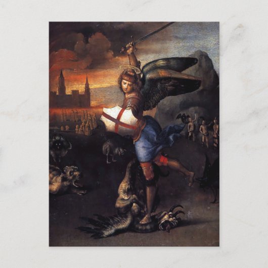 St Michael & Dragon Raphael Postcard Postkarte (Vorderseite)
