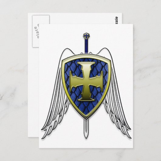 St. Michael - Dragon Scale Shield Postkarte (Vorne/Hinten)