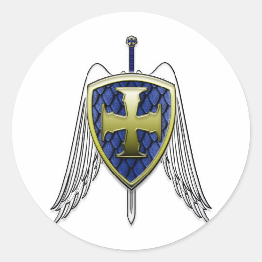 St. Michael - Dragon Scale Shield Runder Aufkleber (Vorderseite)