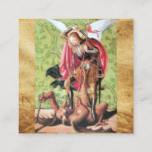 ST. MICHAEL, DRAGON UND JUSTIZ, Braunhaus B Quadratische Visitenkarte (Rückseite)