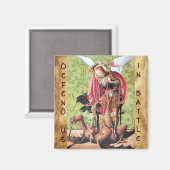 ST. MICHAEL, DRAGON UND JUSTIZ, grün, rot Magnet (Vorderseite/Rückseite)