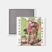 ST. MICHAEL, DRAGON UND JUSTIZ, grünes Rotes Brot Magnet (Vorderseite/Rückseite)