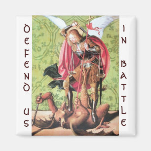 ST. MICHAEL, DRAGON UND JUSTIZ, grünes Rotes Brot Magnet