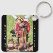 ST. MICHAEL, DRAGON UND JUSTIZ, grünes Rotes Brot Schlüsselanhänger (Rückseite)