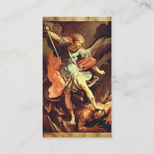 St. Michael, Erzengel Antique Parchment Visitenkarte (Rückseite)