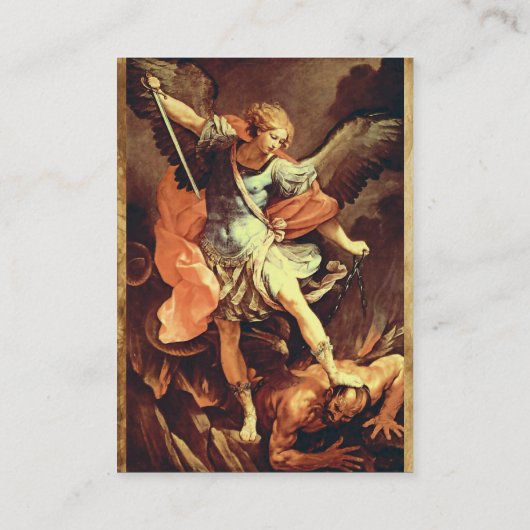 St. Michael, Erzengel Antique Parchment Visitenkarte (Rückseite)