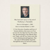 St. Michael Funeral Katholische Gedenkkarte (Rückseite)