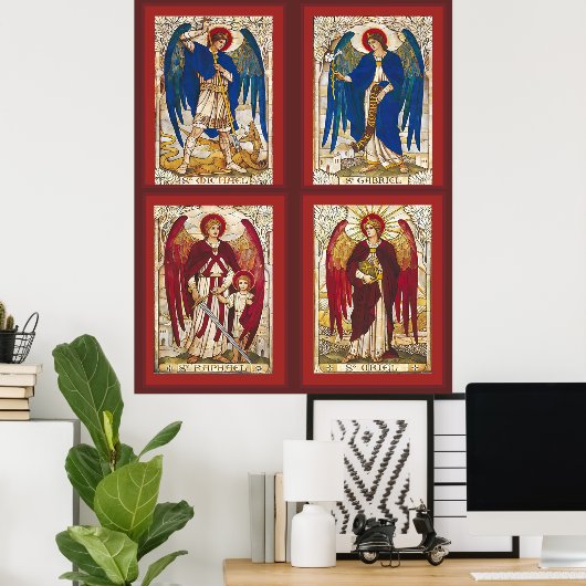 St. MIchael, Gabriel, Raphael und Uriel Archangel Poster (Heimbüro)