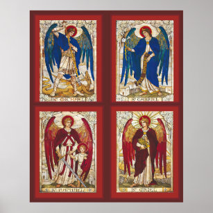 St. MIchael, Gabriel, Raphael und Uriel Archangel Poster