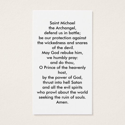 St. Michael Gebetskarte (Rückseite)
