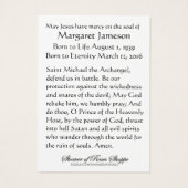 St. Michael Katholische Beerdigungskarte - (Rückseite)