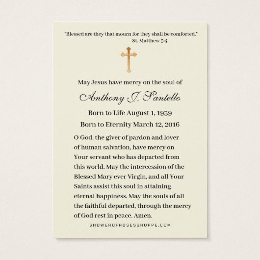 St. Michael Katholische Beerdigungskarte - (Rückseite)