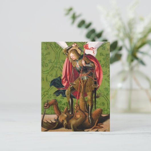 St. Michael Killing the Dragon Postkarte (Stehend Vorderseite)