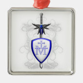 St Michael Klinge Silbernes Ornament (Vorne)