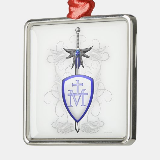 St Michael Klinge Silbernes Ornament (Links)