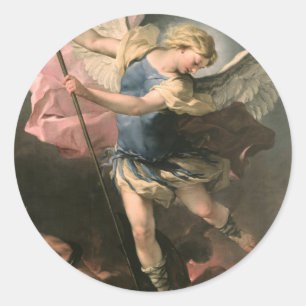 St. Michael, Luca Giordano (Fa Presto) Runder Aufkleber