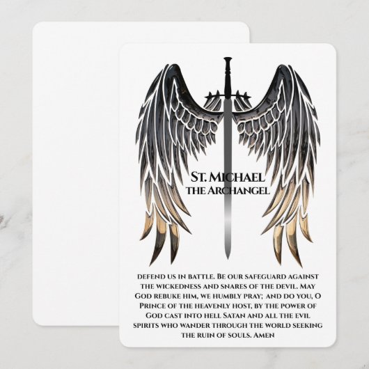 St. Michael Prayer Card zum Schutz (Vorne/Hinten)