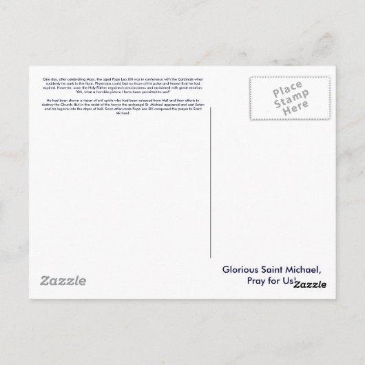 St. Michael Prayer Postkarte (Rückseite)