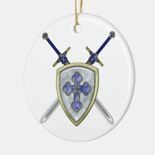 St Michael - Schwerter und Schild Keramikornament (Links)