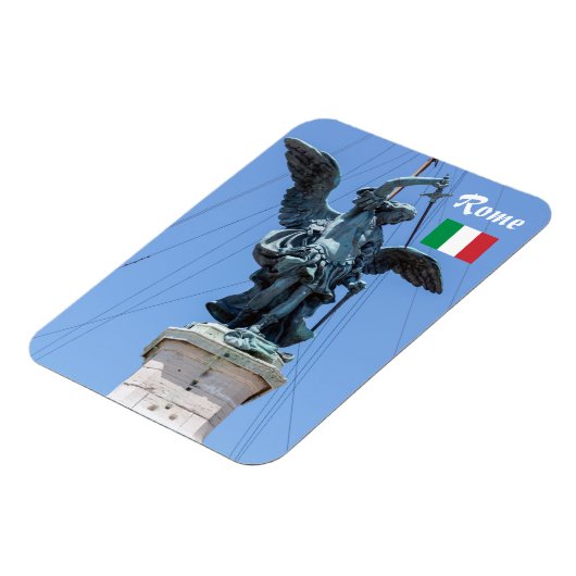 St. Michael Statue - Castel Sant'Angelo top, Rom Magnet (Linke Seite)