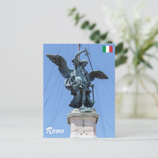 St. Michael statue - Castel Sant'Angelo top, Rom Postkarte (Stehend Vorderseite)