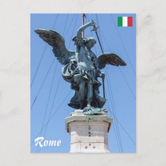 St. Michael statue - Castel Sant'Angelo top, Rom Postkarte (Vorderseite)