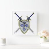 St Michael - Swords and Shield Quadratische Wanduhr (Zuhause)