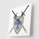St Michael - Swords and Shield Quadratische Wanduhr (Winkel)