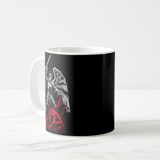 St Michael The Archangel Defeats Satan Catholic  Kaffeetasse (Vorderseite Links)