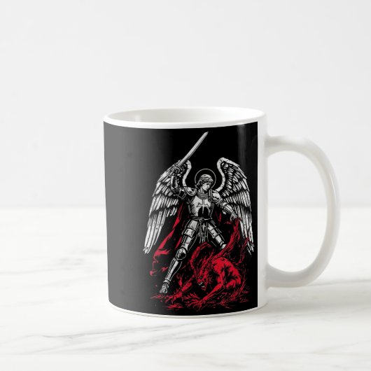 St Michael The Archangel Defeats Satan Catholic Kaffeetasse (Rechts)
