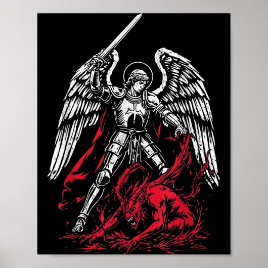 St Michael The Archangel Defeats Satan Catholic  Poster (Vorne)