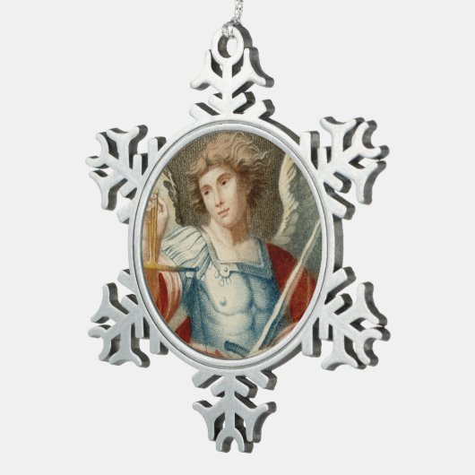 St. Michael the Archangel (M 010) Schneeflocken Zinn-Ornament (Rechts)