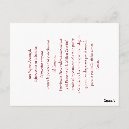 St. Michael the Archangel Praetkarte Postkarte (Rückseite)