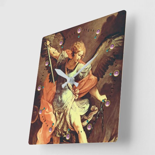 St. Michael the Archangel Quadratische Wanduhr (Winkel)