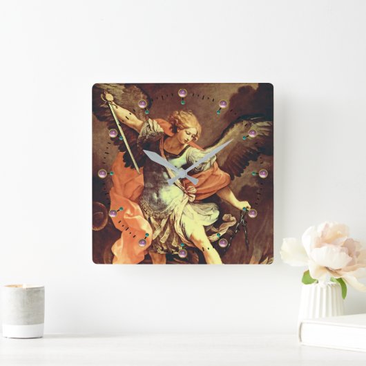 St. Michael the Archangel Quadratische Wanduhr (Zuhause)