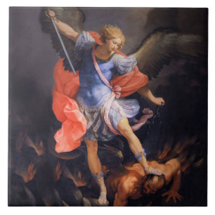 St Michael The Archangel Saint Angel Blue Reni Fliese