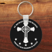 St Michael The Archangel - White Stencil Schlüsselanhänger (Vorderseite)