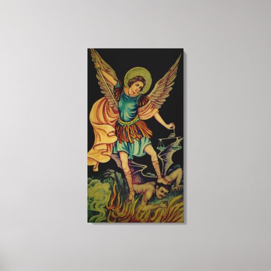 St. Michael The Archangel Wrapped Canvas Print Leinwanddruck (Vorderseite)