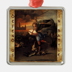 St. Michael und das Drachengebet Silbernes Ornament