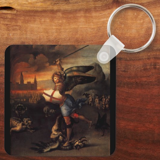 St. Michael und der Drache, braun schwarz Schlüsselanhänger (Rückseite)