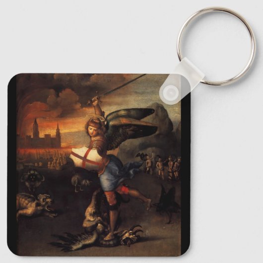 St. Michael und der Drache, braun schwarz Schlüsselanhänger (Rückseite)