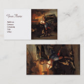 St. Michael und der Drache, braun weiß Visitenkarte (Vorne/Hinten)