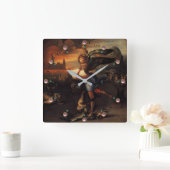 St. Michael und der Drache Quadratische Wanduhr (Zuhause)
